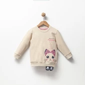 Jolbaby Kedicik Detaylı Kız Çocuk Sweatshirt Bluz - 1