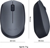 Logitech M170 USB Alıcılı Kablosuz Mouse, Gri - 9