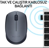 Logitech M170 USB Alıcılı Kablosuz Mouse, Gri - 7