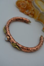 STONEAGE İNCİLİ ÖZEL TASARIM BAKIR BİLEZİK thumbnail 1