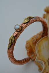 STONEAGE İNCİLİ ÖZEL TASARIM BAKIR BİLEZİK thumbnail 2