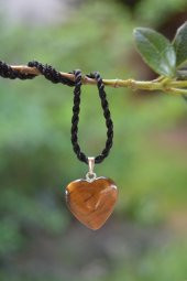 STONEAGE Kaplan Gözü Doğal Taş Kalpli Bayan Kolye thumbnail 1