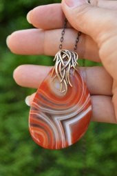 STONEAGE JEWELLERY Dantelli Akik Doğal Taş Kolye - 2