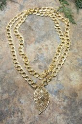 STONEAGE JEWELLERY Altın Kaplama Yaprak Uzun Bayan Kolye thumbnail 2