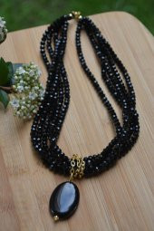 STONEAGE Oniks Doğal Taş Tasarım Bayan Kolye thumbnail 1