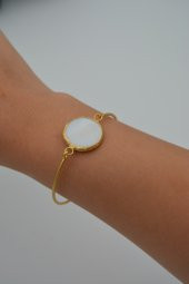 STONEAGE Bayan Bileklik Altın Kaplama Sedef Taşlı Bilezik thumbnail 1
