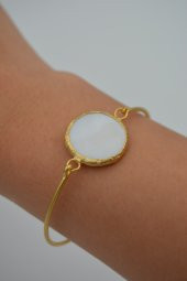 STONEAGE Bayan Bileklik Altın Kaplama Sedef Taşlı Bilezik thumbnail 3