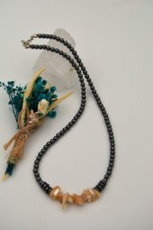 STONEAGE Gerçek Sedef Hematit ve T Kilit Taşı Şifa Kolyesi thumbnail 3