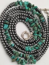 STONEAGE Gerçek Afrika Turkuazı ve Hematit Taşlı Gemici Kilit Şifa Kolyesi thumbnail 2