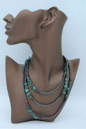 STONEAGE Gerçek Afrika Turkuazı ve Hematit Taşlı Gemici Kilit Şifa Kolyesi thumbnail 3