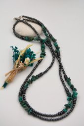 STONEAGE Gerçek Afrika Turkuazı ve Hematit Taşlı Gemici Kilit Şifa Kolyesi thumbnail 7