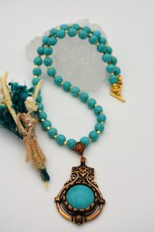 STONEAGE TURKUAZ VE HEMATİT TAŞLI NAZAR ŞİFA KOLYESİ thumbnail 2