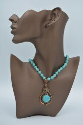 STONEAGE TURKUAZ VE HEMATİT TAŞLI NAZAR ŞİFA KOLYESİ thumbnail 3