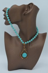 STONEAGE TURKUAZ VE HEMATİT TAŞLI NAZAR ŞİFA KOLYESİ thumbnail 4