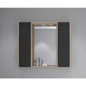 Denko Mostar 90 cm MDF Lake Aynalı Banyo Dolabı Üst Modül-Siyah thumbnail 1