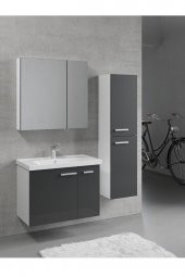 Denko Terra 80 cm MDF Antrasit Gri Banyo Dolabı Aynalı Üst Modülü thumbnail 2