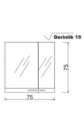 Denko Terra 80 cm MDF Antrasit Gri Banyo Dolabı Aynalı Üst Modülü thumbnail 3