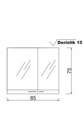 DENKO Terra 90 cm MDF Alize Banyo Dolabı Aynalı Üst Modülü - 3
