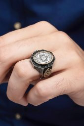 Mührü Süleyman İşleme 925 Gümüş Erkek Yüzük thumbnail 1