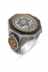 Mührü Süleyman İşleme 925 Gümüş Erkek Yüzük thumbnail 2