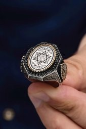 Mührü Süleyman İşleme 925 Gümüş Erkek Yüzük thumbnail 6