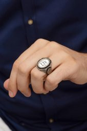 Peygamber Mührü Yazılı 925 Gümüş Erkek Yüzük thumbnail 4