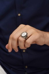 Peygamber Mührü Yazılı 925 Gümüş Erkek Yüzük thumbnail 5