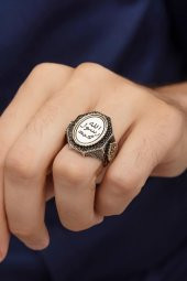 Peygamber Mührü Yazılı 925 Gümüş Erkek Yüzük thumbnail 6