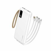 Global İP10 10000mAh 2xUsbA + Type-C + Micro + Lightning Çıkışlı Led Göstergeli Powerbank Beyaz WNE0359 - 1