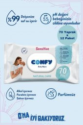 Confy Sensitive Bebeklere Özel Islak Mendil 12x70 - 840 Yaprak thumbnail 1