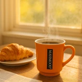 Mahmood Mottolu Porselen Turuncu Kupa thumbnail 3