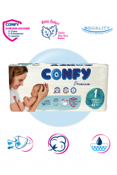 Confy Premium 1 Numara Bebek Bezi Yenidoğan 2 - 5 Kg 40 Adet - 1
