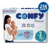 Confy Premium Bebek Bezi 3 Numara Midi 4 - 9 Kg 216 Adet - 1