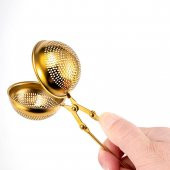 Küre Tasarımlı Gold Renkli Paslanmaz Çelik Çay Süzgeç - 4