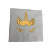 Gold Yaldızlı Beyaz Unicorn Peçete 33x33 - 1