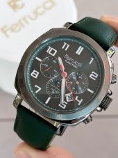 FRC1.434 Ferrucci İç Fonksiyonları Aktif 30mt Suya Dayanıklı Deri Kordon Erkek Kol Saati+Bileklik thumbnail 1