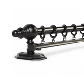 Siyah Tek Raylı Ahşap Rustik Perde Askısı - 100 CM thumbnail 1