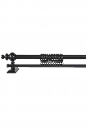 Siyah Tek Raylı Ahşap Rustik Perde Askısı - 125 CM - 3