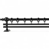 Siyah Çift Raylı Ahşap Rustik Perde Askısı - 100 CM - 3