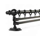 Siyah Çift Raylı Ahşap Rustik Perde Askısı - 125 CM thumbnail 1