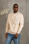 Oversize 3 İplik Bisiklet Yaka Torba Cepli İçi Polarlı Basic Sweatshirt - 10