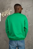 Oversize 3 İplik Bisiklet Yaka Torba Cepli İçi Polarlı Basic Sweatshirt - 7