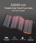 20000 mAh  Güneş Enerjili Solar Powerbank + 3 Panel - 4