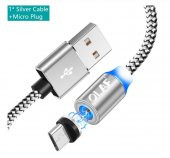 Olaf Manyetik Mıknatıslı Led Aydınlatmalı Mikro Usb Kablo 1 Metre - 1