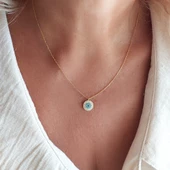 Vaoov 925 Ayar Gümüş Altın Kaplama Nazar Kolye thumbnail 6