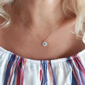 Vaoov 925 Ayar Gümüş Altın Kaplama Nazar Kolye thumbnail 4