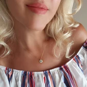 Vaoov 925 Ayar Gümüş Altın Kaplama Nazar Kolye thumbnail 2