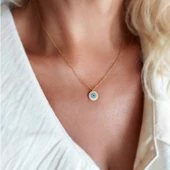 Vaoov 925 Ayar Gümüş Altın Kaplama Nazar Kolye thumbnail 1