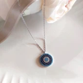 Vaoov 925 Ayar Gümüş Rodyumlu Nazar Kolye thumbnail 5