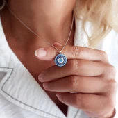 Vaoov 925 Ayar Gümüş Rodyumlu Nazar Kolye thumbnail 4